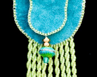 Cloisonne Drop Amulet Bag in Turquoise