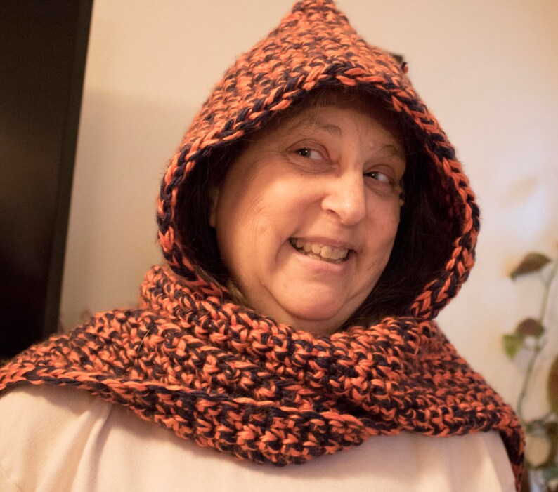 Scoodie, Hooded Scarf, Handmade, Bronco's colors, image 3