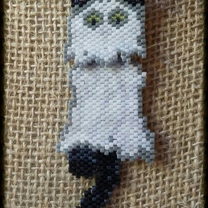 Ghost Black Cat Wiggle Necklace, hand beaded image 1