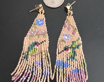 Humming Bird Fringe Earrings