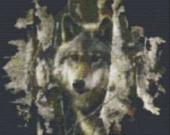 Wolf in Birch, Tapestry Beaded Pattern