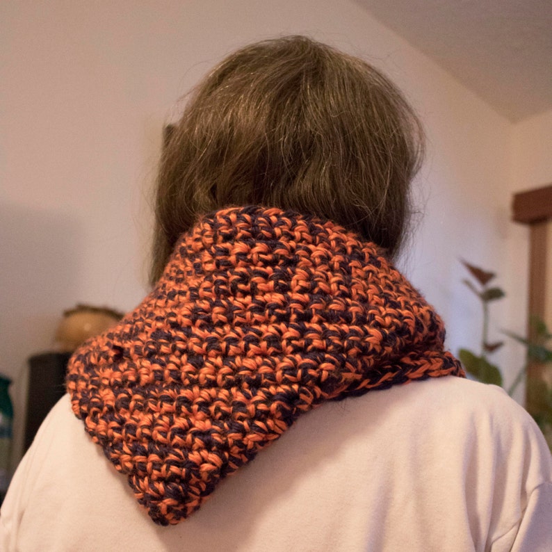 Scoodie, Hooded Scarf, Handmade, Bronco's colors, image 2