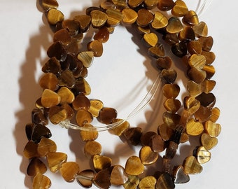 Tiger eye hearts, 4mm, 16"strand