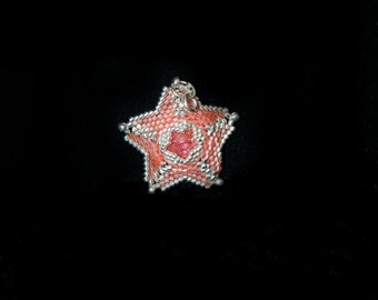 Crystal Star Pendant in Peach and Silver