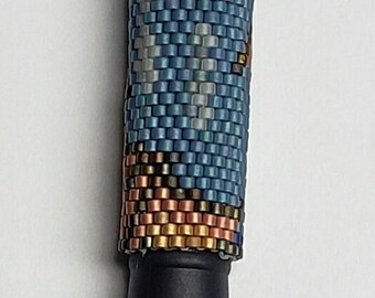 Bats with Full Moon Beaded Pen Cover, G2 Dark Blue Pen
