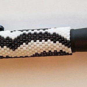 Zebra Beaded Pen Cover with G2 Black Pen image 1