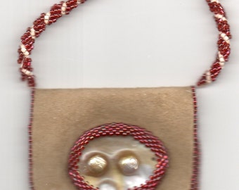 Beaded Amulet Bag with Blister Pearl