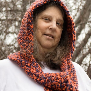 Scoodie, Hooded Scarf, Handmade, Bronco's colors, image 1