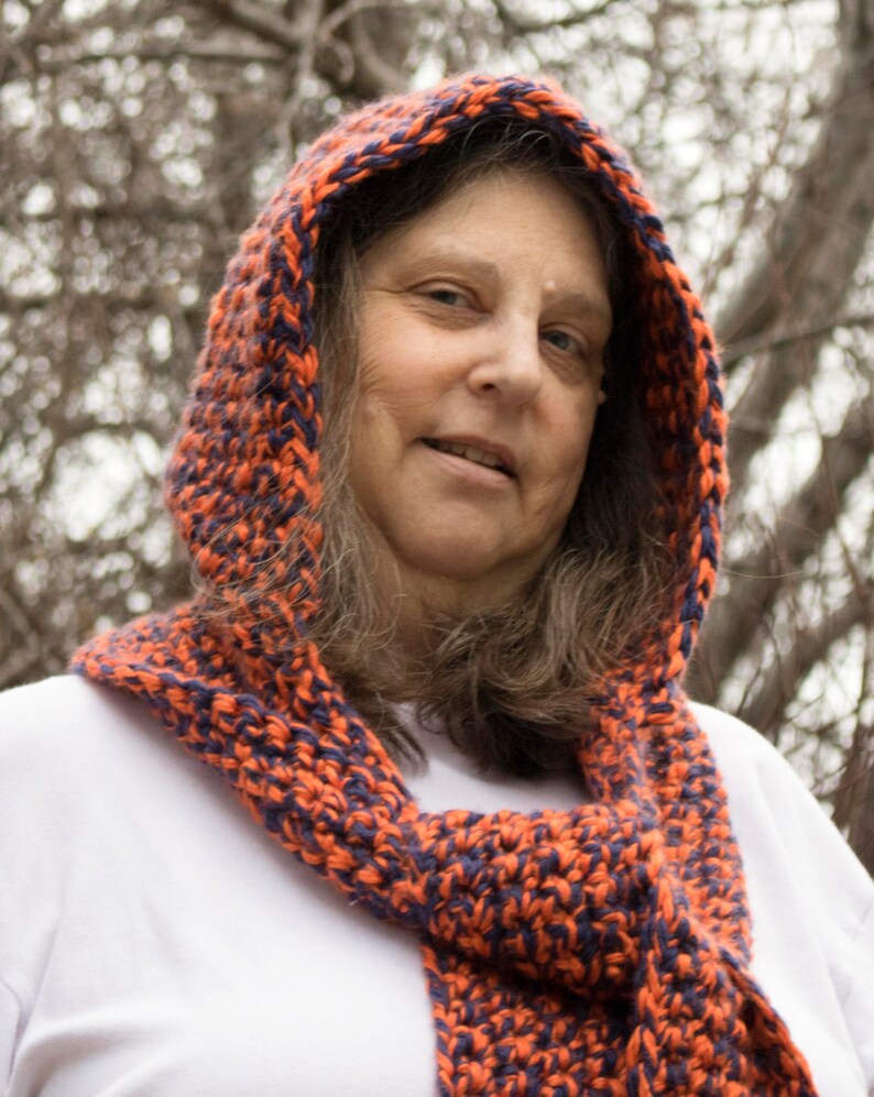 Scoodie, Hooded Scarf, Handmade, Bronco's colors, image 1