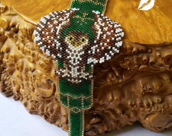 Athene Noctua Little Owl  Hand Beaded Bracelet