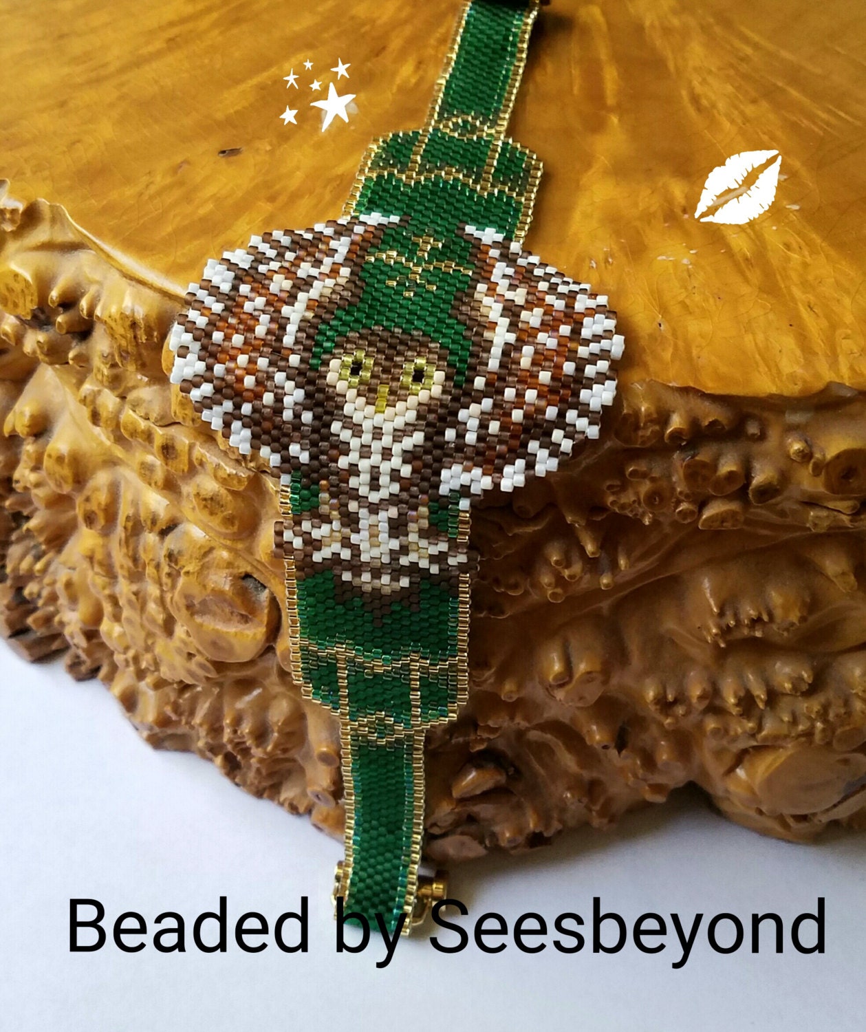 Athene Noctua Little Owl  Hand Beaded Bracelet