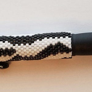 Zebra Beaded Pen Cover with G2 Black Pen image 2