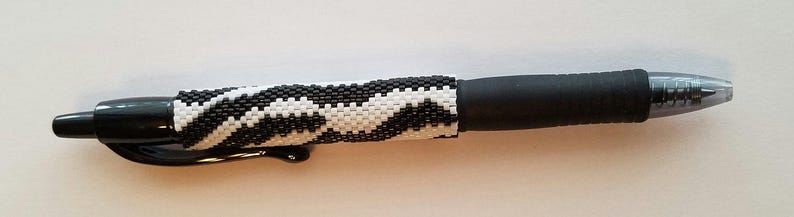 Zebra Beaded Pen Cover with G2 Black Pen image 2