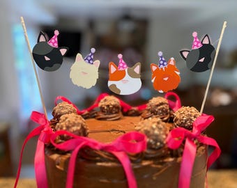 Geburtstagstortenaufsatz für Haustiere – Personalisierte Partydekoration mit Katzen- und Hundemotiven