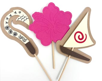 Moana Birthday Cake Toppers: Tropical Party Decorations