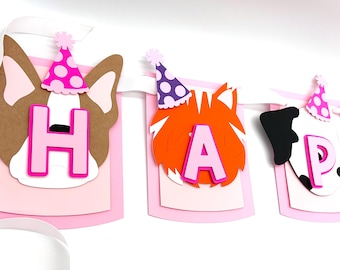Geburtstagsbanner für Haustierpartys: Schild für eine Haustier-Adoptionsparty für Welpen- oder Katzenadoption