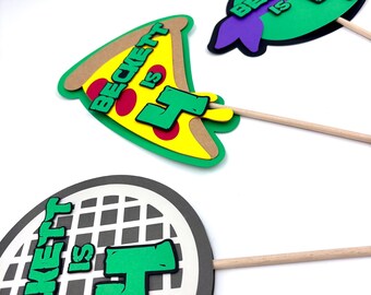 Teenage Mutant Ninja Turtle Personalized Centerpiece: Custom TMNT Birthday Cake Topper
