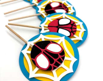 Spidey and Friends Cupcake Toppers: Custom Birthday Party Decor