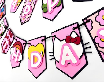 Hello Kitty Geburtstagsbanner: Benutzerdefinierte Sanrio Party Schild für Kinder