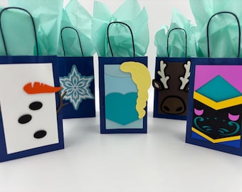 Frozen Birthday Party Favor Bags: Glitter Princess Gift Bags