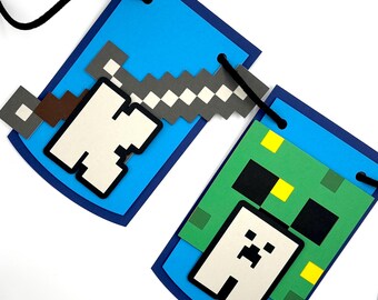 Custom Minecraft Geburtstag Banner - Gamer Party Schild Dekoration für Kinder