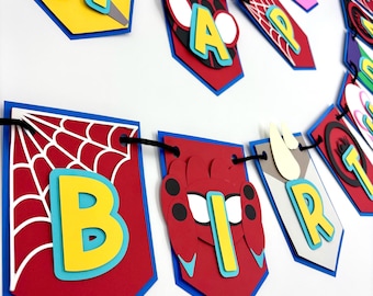 Pancarta de cumpleaños personalizada de Spidey – Letrero de fiesta personalizado