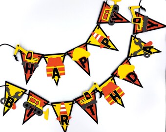 Geburtstagsbanner nach Wunsch - Bagger Partydekoration für Kinder