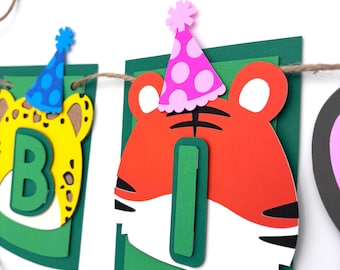 Personalisierte Tier Geburtstagsbanner - Party Animal Sign & Decor für Kinder