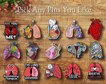 Anatomie emaille pins bundel, medische wetenschap emaille pins set, verpleegkundige arts revers hoed pin, ademhalingsgeneeskunde, grappige cadeaus voor haar/hem