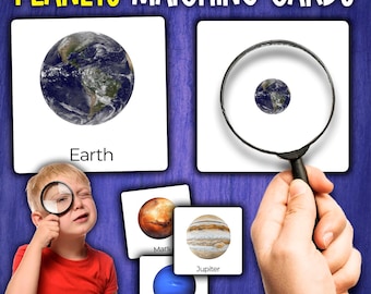 Solar System Planets Matching Activity | Magnifying Glass Activity | Planets Activity for Toddler and Preschoolers | Montessori Activity