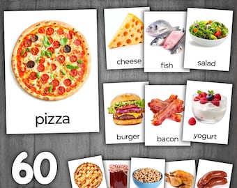 Flashcard sul cibo/Carte Montessori in 3 parti/Immagini reali/Flashcard su cibi e pasti/Carte con la nomenclatura degli alimenti