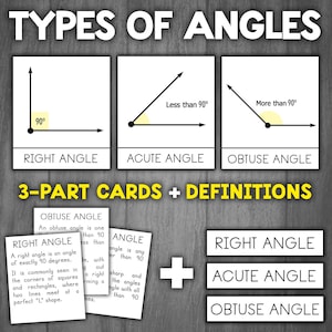 Types of Angles Flashcards | Classifying Angles | Naming Angles | Measuring Angles | Types of Angles Montessori Nomenclature Cards