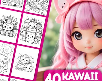 Kawaii Coloring Pages | Cute Kawaii Japanese Coloring Book | Kawaii Coloring Sheets for Adults and Kids | Kawaii Coloring Book