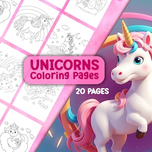 Unicorn Coloring Pages for Kids | 20 Pages of Printable Unicorn Coloring Sheets | Unicorns for Coloring
