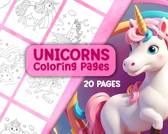 Unicorn Coloring Pages for Kids | 20 Pages of Printable Unicorn Coloring Sheets | Unicorns for Coloring