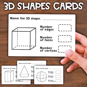 3D-vormenkaarten | Randen, zijkanten, hoekpunten | Werkbladen voor 3D-vormen | Meetkunde-werkbladen | Driedimensionale vormenactiviteit | 3D-vormen