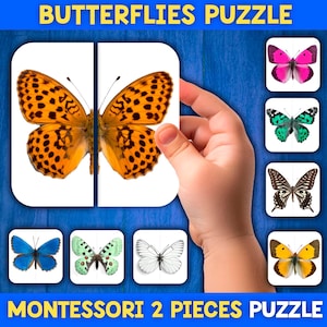 Butterfly Matching Activity | Symmetry Matching Game | Montessori Spring activities | 2 Pieces Puzzle