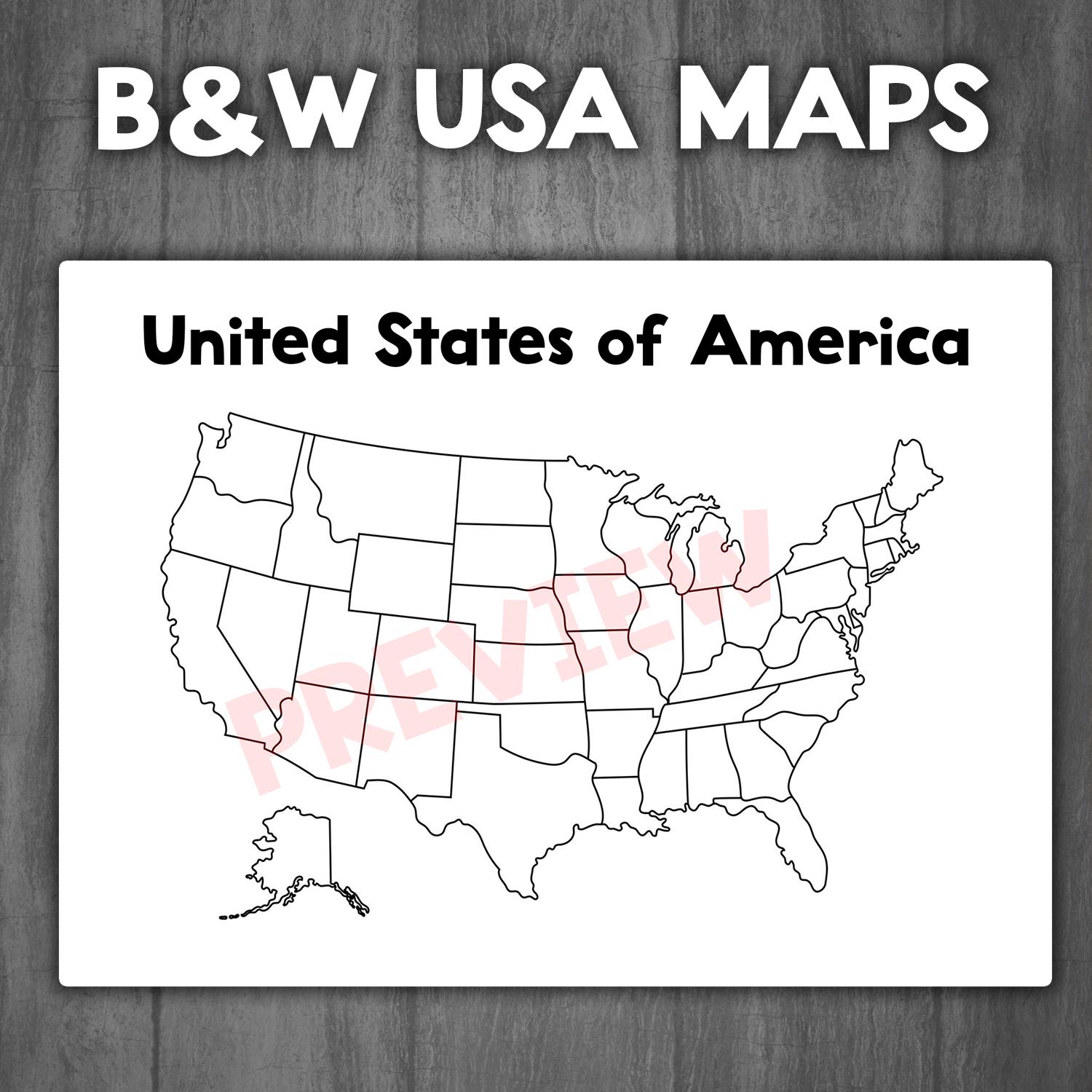 Blank Map of the United States | Blank & White | Outlines Blank Map of ...