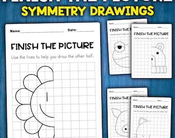 Symmetry Drawings Activity | Lines of Symmetry Drawing Worksheets for Kids