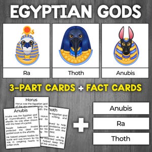 Egyptian Gods Flashcards | Ancient Egypt activities | Montessori Egyptian mythology Activity