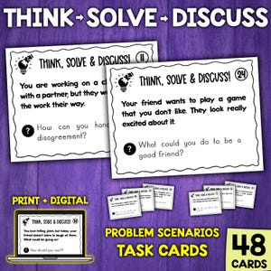 Problem Solving Scenarios Task Cards Activity | Social Skills Activity | Social Behavior Activity for Kids
