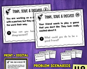 Problem Solving Scenarios Task Cards Activity | Social Skills Activity | Social Behavior Activity for Kids
