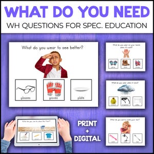What Do You Need Task Cards । Life Skills WH Question Picture Scenes Activity | Special Education, Autism and Speech Therapy Activities