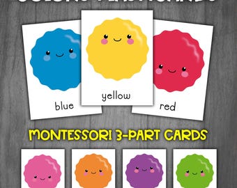 Colors Vocabulary Flashcards | Preschool Colors | Montessori 3-Part Cards | Colors Nomenclature Cards