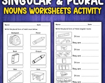 Singular and Plural Nouns Worksheets | First & Second Grade Grammar and Writing Activity