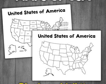 Mapa en blanco de Estados Unidos / En blanco y negro / Contornos Mapa en blanco de EE. UU.