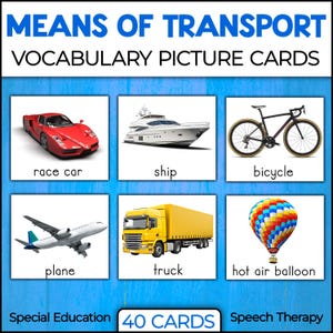 交通機関の絵カードとフラッシュカード | ESL 特別教育言語療法と自閉症のための交通手段
