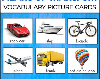 Transportation Picture Cards & Flashcards | Means of Transport for ESL Special Education Speech Therapy and Autism