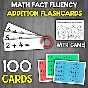 Math Fact Fluency Addition Cards | Addition Math Game | Addition Flash Cards Sequencing Numbers Activity