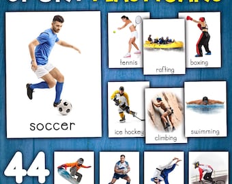 Sport Flashcards | Real Pictures | Montessori 3Part Cards | Sports Cards | Types of Sports Nomenclature Cards